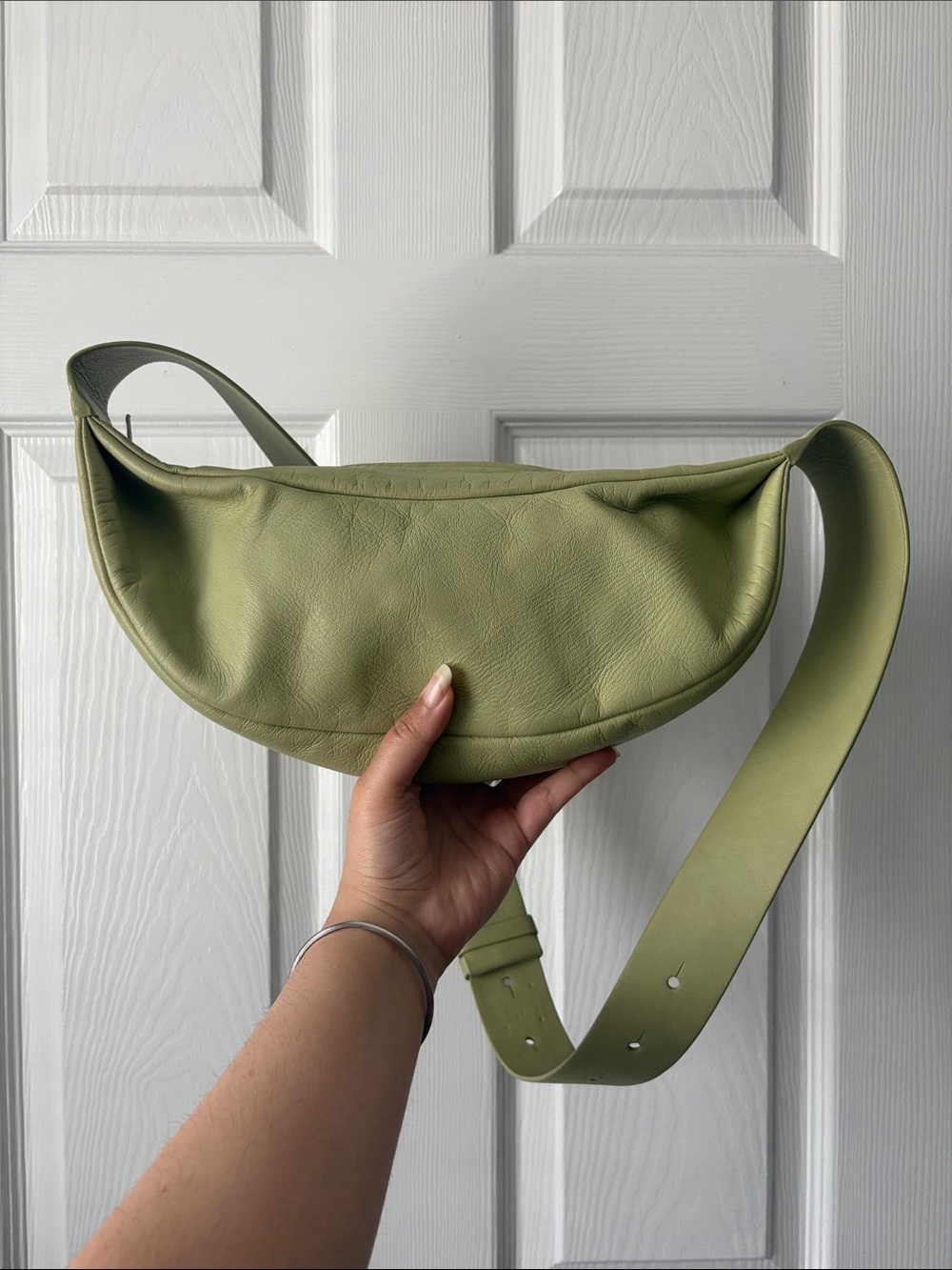 GUC cos leather crossbody in sage green